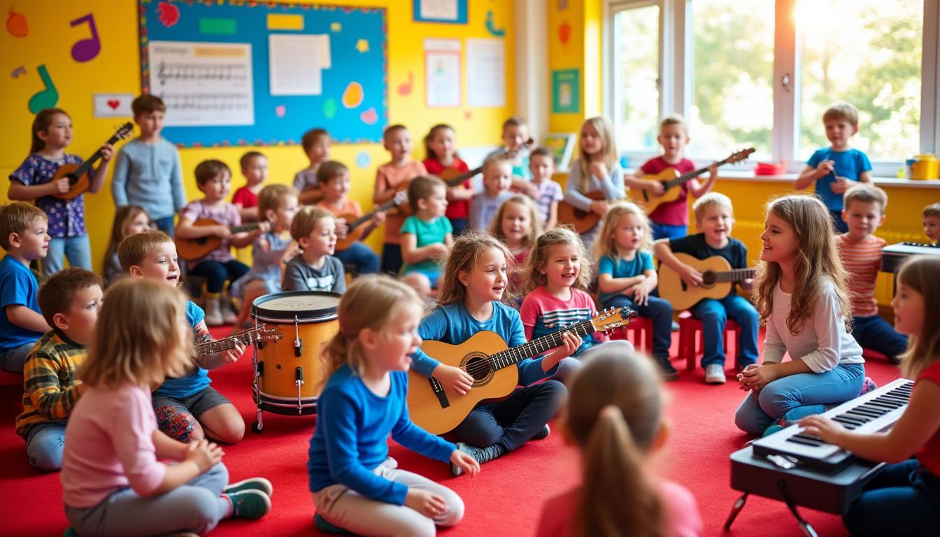 explorez comment les jeux musicaux en maternelle favorisent l'éveil sensoriel et le développement cognitif des jeunes enfants grâce à des activités ludiques et éducatives.
