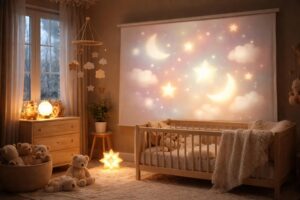 découvrez nos berceuses pour bébé accompagnées d'une ambiance visuelle apaisante diffusée sur écran de projection, pour des moments de douceur et un sommeil serein.