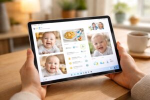 découvrez le carnet partagé du bébé accessible sur tablette windows 11, conçu pour inclure facilement les grands-parents et suivre ensemble chaque moment précieux.