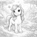 découvrez un monde magique avec ce coloriage de poney à imprimer, idéal pour divertir et éveiller la créativité de vos enfants.