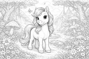 découvrez un monde magique avec ce coloriage de poney à imprimer, idéal pour divertir et éveiller la créativité de vos enfants.