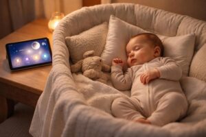 découvrez comment aider votre bébé à mieux dormir grâce à des berceuses apaisantes et des bruits blancs doux, directement accessibles sur votre tablette tactile pour des nuits sereines.