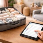 organisez la valise maternité de votre bébé facilement en cochant chaque étape sur une tablette tactile pour ne rien oublier le jour j.