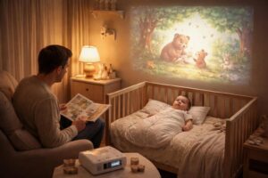 découvrez comment créer un rituel du coucher apaisant pour votre bébé grâce à une histoire projetée avec un vidéoprojecteur epson, pour des nuits douces et sereines.